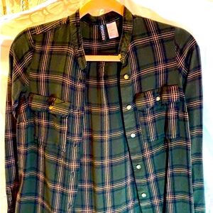 Green ❤️Plaid ❤️Button-Down❤️ Long Shirt❤️❤️❤️❤️
